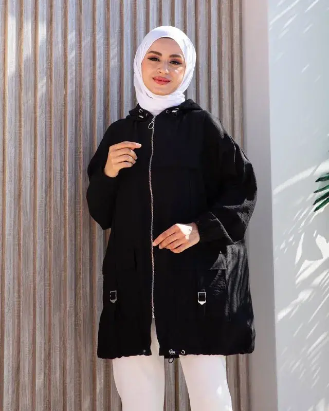 Hooded parka, worn by a model 7.4