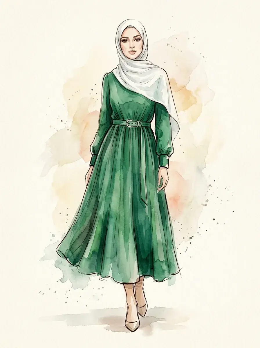 فساتين ميدي (رسم توضيحي)
